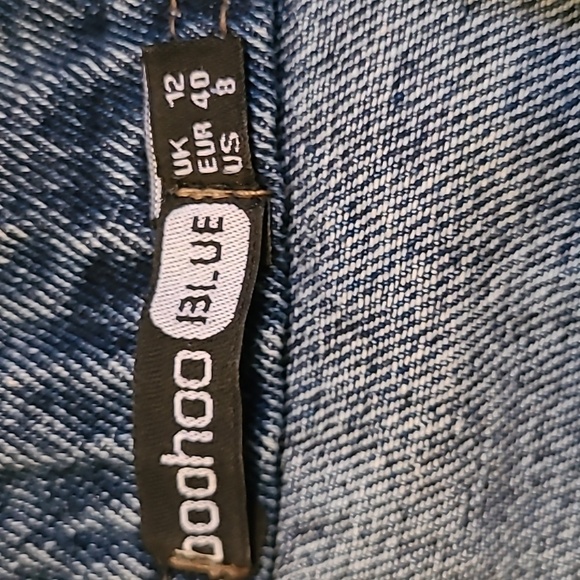 Boohoo Denim Quarter-Zip Pullover Jacket Sz 8 Cotton Dropped Shoulders Boxy - Picture 2 of 13